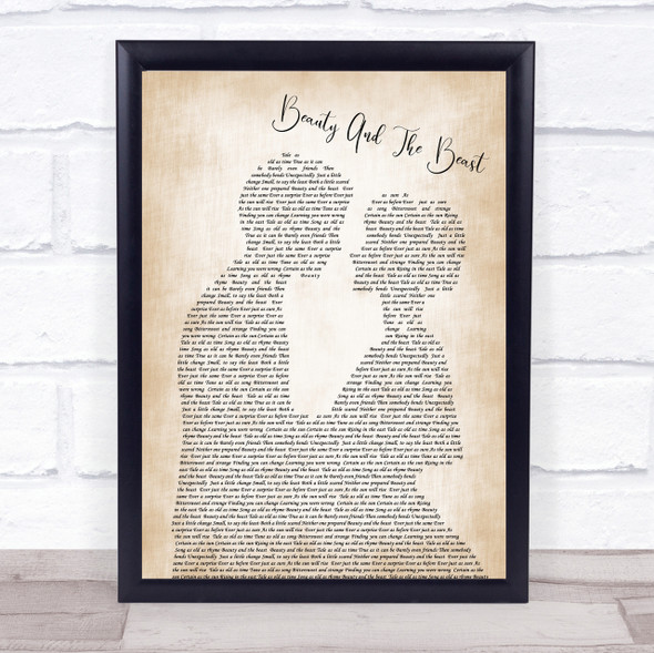 Celine Dione Beauty And The Beast Man Lady Bride Groom Wedding Song Lyric Quote Print