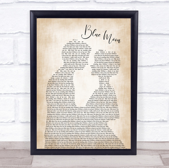 Elvis Presley Blue Moon Man Lady Bride Groom Wedding Song Lyric Quote Print