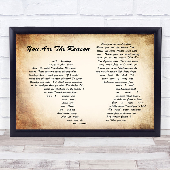 Calum Scott You Are The Reason Man Lady Couple Song Lyric Quote Print