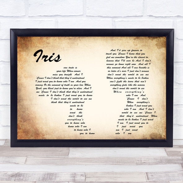 Goo Goo Dolls Iris Man Lady Couple Song Lyric Quote Print