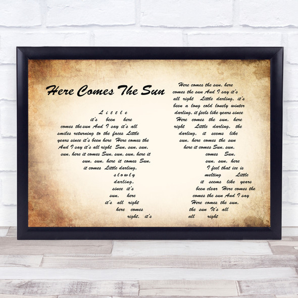 The Beatles Here Comes The Sun Man Lady Couple Song Lyric Quote Print