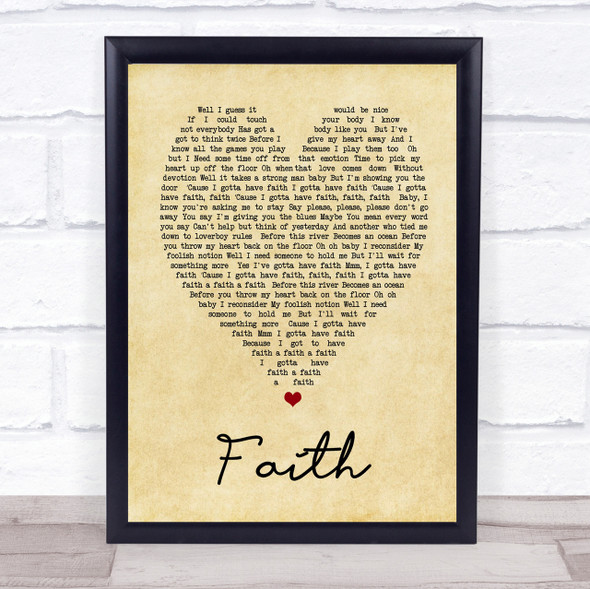 George Michael Faith Vintage Heart Song Lyric Quote Print