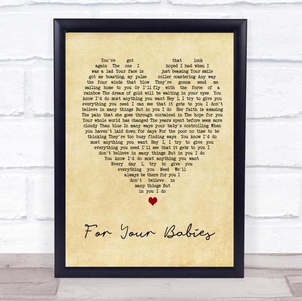 Simply Red For Your Babies Vintage Heart Song Lyric Quote Print