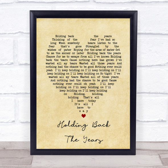 Simply Red Holding Back The Years Vintage Heart Song Lyric Quote Print