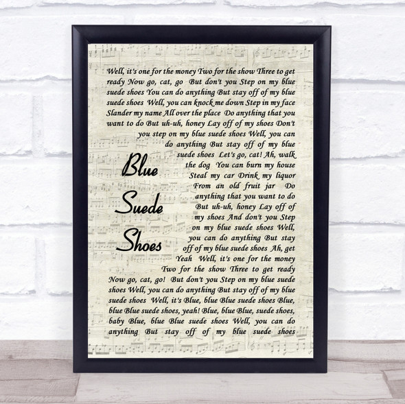 Elvis Presley Blue Suede Shoes Vintage Script Song Lyric Quote Print