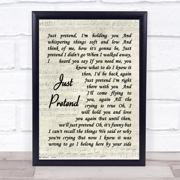 Elvis Presley Just Pretend Vintage Script Song Lyric Quote Print