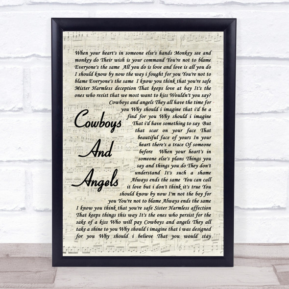 George Michael Cowboys And Angels Vintage Script Song Lyric Quote Print