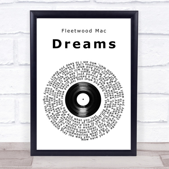 Fleetwood Mac Dreams Vinyl Record Song Lyric Quote Print