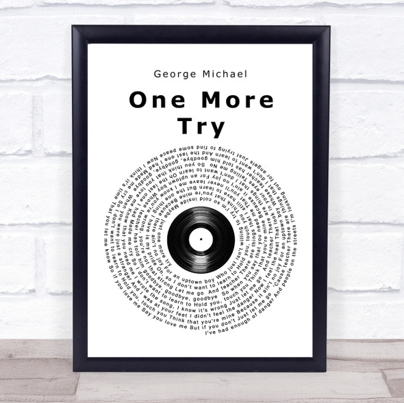 George Michael One More Try Vinyl Record Song Lyric Quote Print