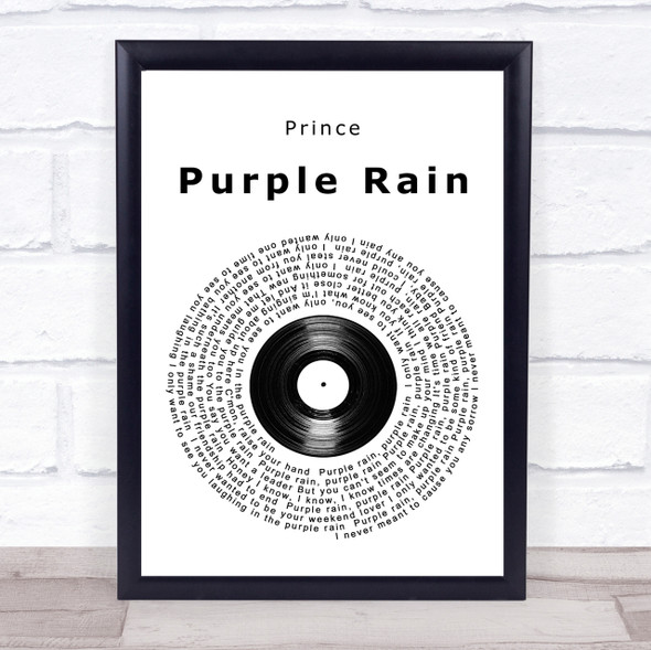 Prince Purple Rain Vinyl Record Song Lyric Quote Print