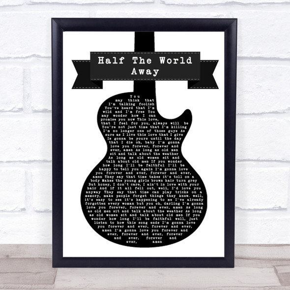 Randy Travis Forever & Ever, Amen Black & White Guitar Song Lyric Quote Print