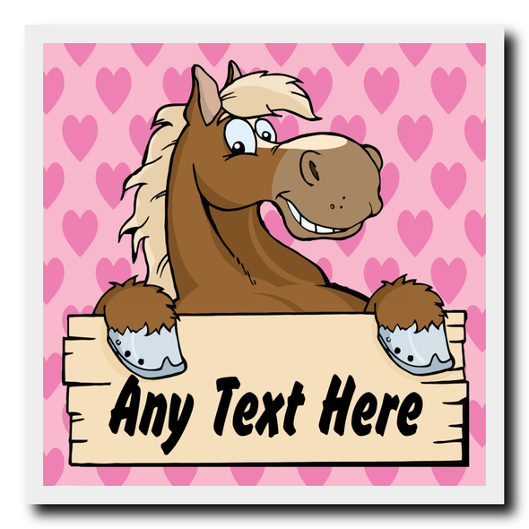 Pink Hearts Cartoon Horse Coaster