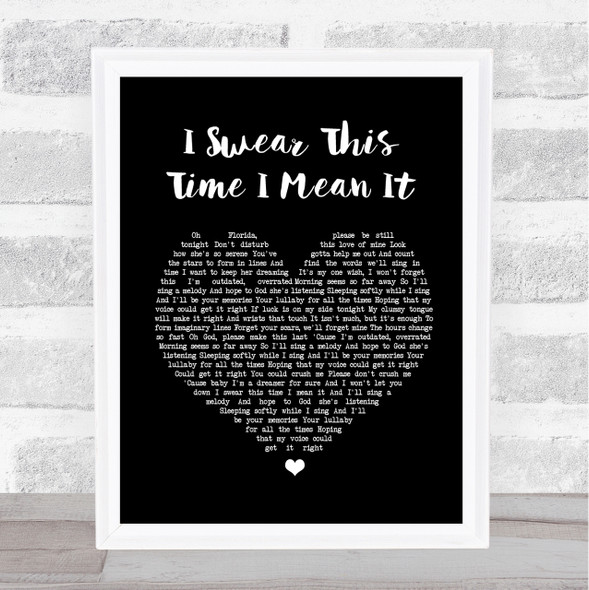 Mayday Parade I Swear This Time I Mean It Black Heart Song Lyric Quote Print