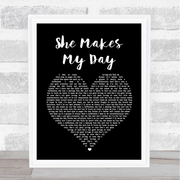 Robert Palmer She Makes My Day Black Heart Song Lyric Quote Print