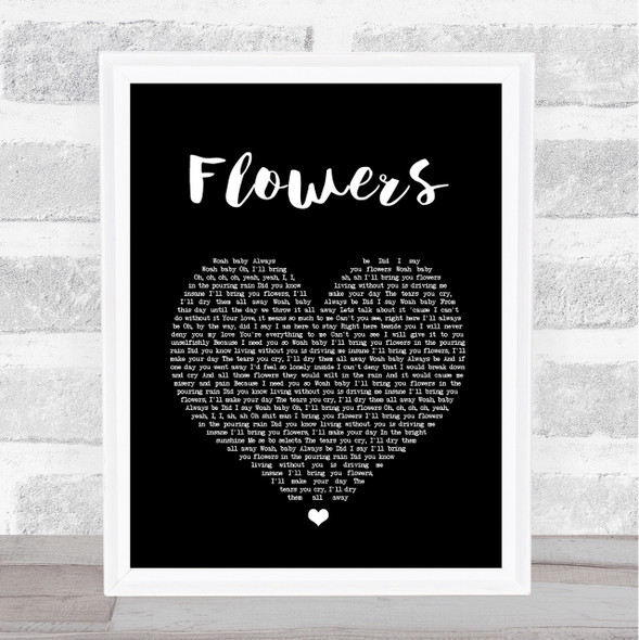 Sweet Female Attitude Flowers Black Heart Song Lyric Quote Print