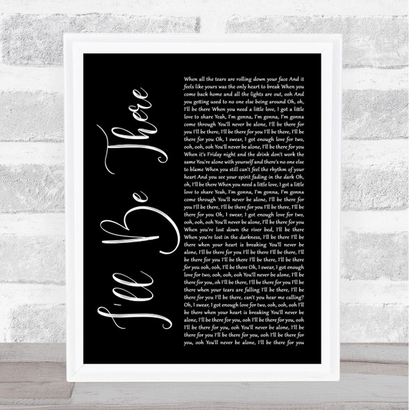 Jess Glynne I'll Be There Black Script Song Lyric Quote Print