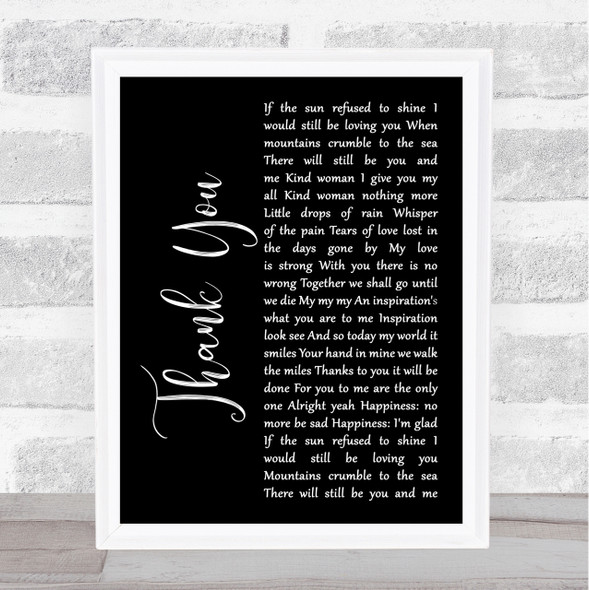 Led Zeppelin Thank You Black Script Song Lyric Quote Print