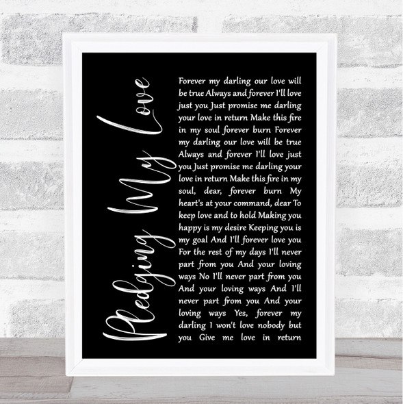 Marvin Gaye & Diana Ross Pledging My Love Black Script Song Lyric Quote Print