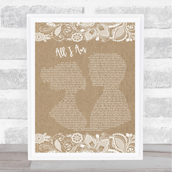 Brad Paisley Then Burlap & Lace Song Lyric Quote Print