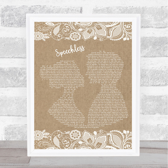 Dan + Shay Speechless Burlap & Lace Song Lyric Quote Print