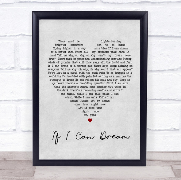 Elvis Presley If I Can Dream Grey Heart Song Lyric Quote Print