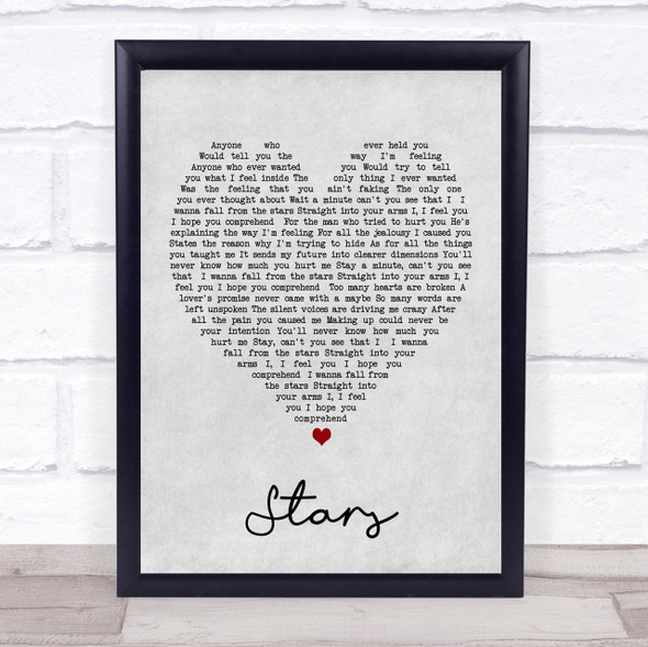 Simply Red Stars Grey Heart Song Lyric Quote Print