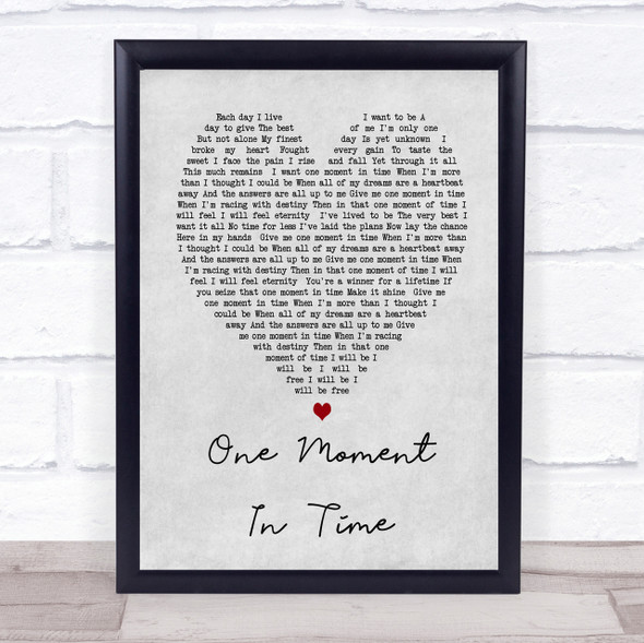 Whitney Houston One Moment In Time Grey Heart Song Lyric Quote Print