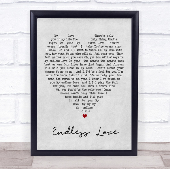 Endless Love Luther Vandross Grey Heart Song Lyric Quote Print