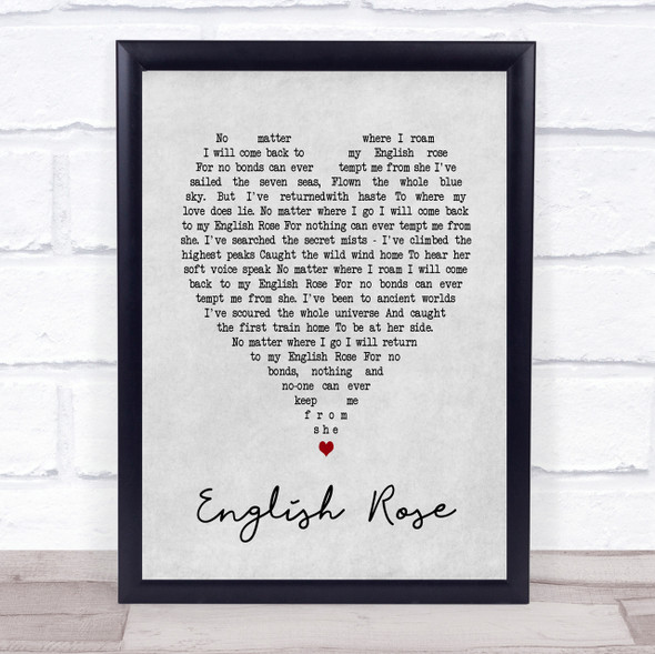 English Rose Paul Weller Grey Heart Song Lyric Quote Print