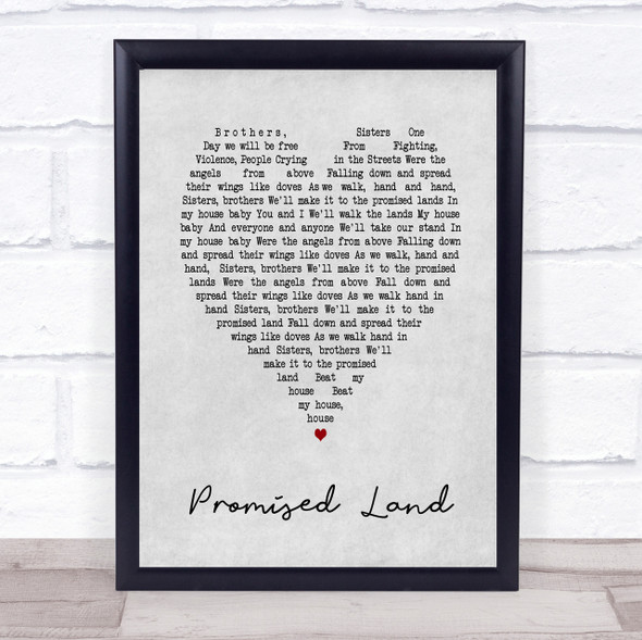 Joe Smooth Promised Land Grey Heart Song Lyric Quote Print