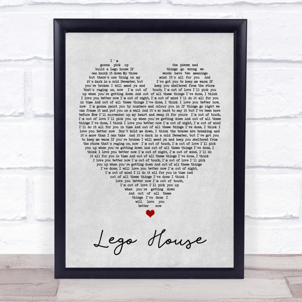Lego House Ed Sheeran Grey Heart Song Lyric Quote Print
