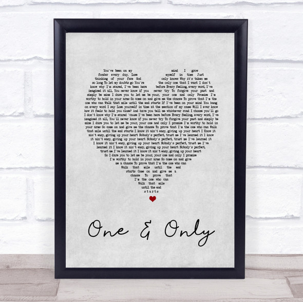 Adele One And Only Grey Heart Song Lyric Quote Print