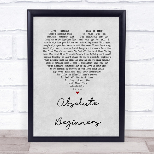 David Bowie Absolute Beginners Grey Heart Song Lyric Quote Print