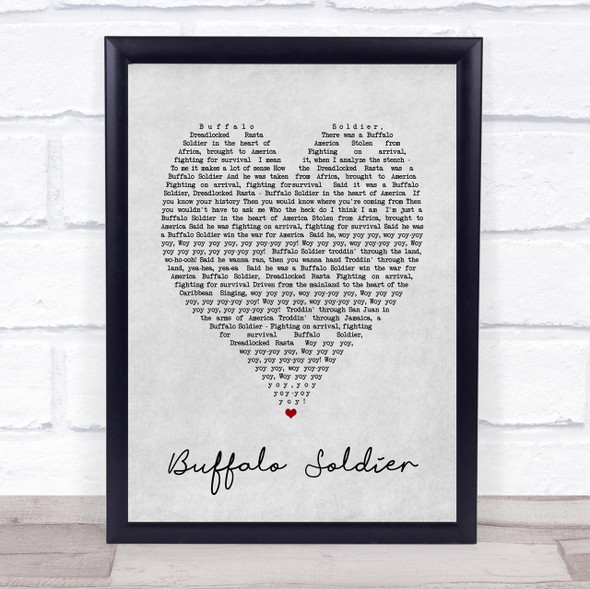 Buffalo Soldier Bob Marley Grey Heart Song Lyric Quote Print