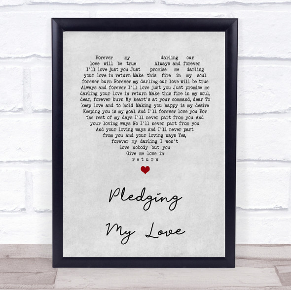 Marvin Gaye & Diana Ross Pledging My Love Grey Heart Song Lyric Quote Print