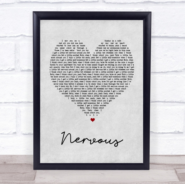 Shawn Mendes Nervous Grey Heart Song Lyric Quote Print