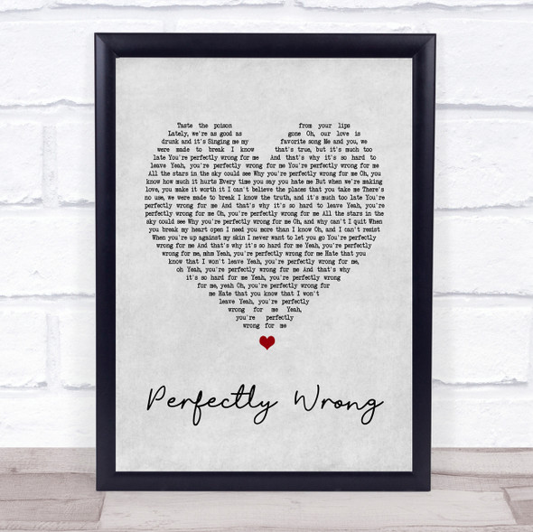 Shawn Mendes Perfectly Wrong Grey Heart Song Lyric Quote Print