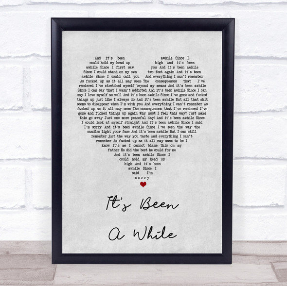 Staind It's Been A While Grey Heart Song Lyric Quote Print
