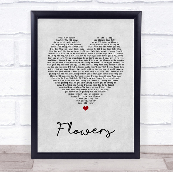 Sweet Female Attitude Flowers Grey Heart Song Lyric Quote Print