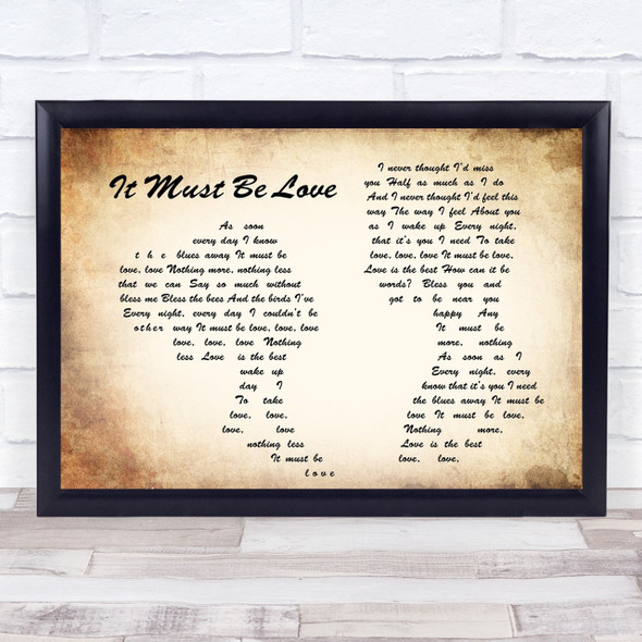 Madness It Must Be Love Man Lady Couple Song Lyric Quote Print