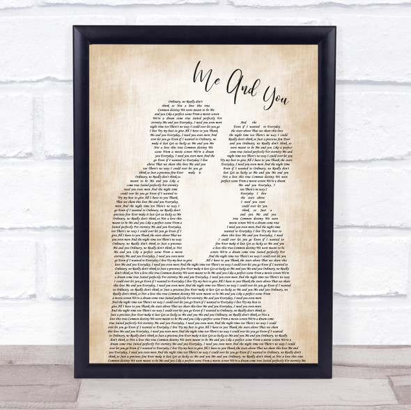 Kenny Chesney Me And You Song Lyric Man Lady Bride Groom Wedding Print