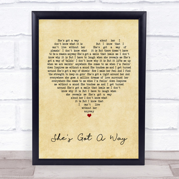 Billy Joel She's Got A Way Vintage Heart Song Lyric Quote Print
