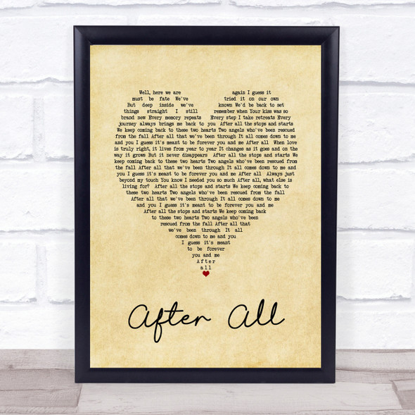 Cher After All Vintage Heart Song Lyric Quote Print