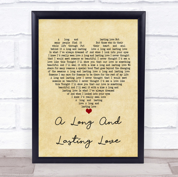 Crystal Gayle A Long And Lasting Love Vintage Heart Song Lyric Quote Print