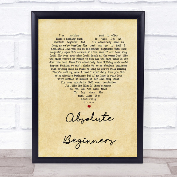 David Bowie Absolute Beginners Vintage Heart Song Lyric Quote Print