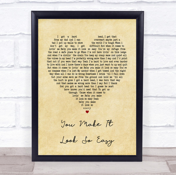 Eric Church You Make It Look So Easy Vintage Heart Song Lyric Quote Print