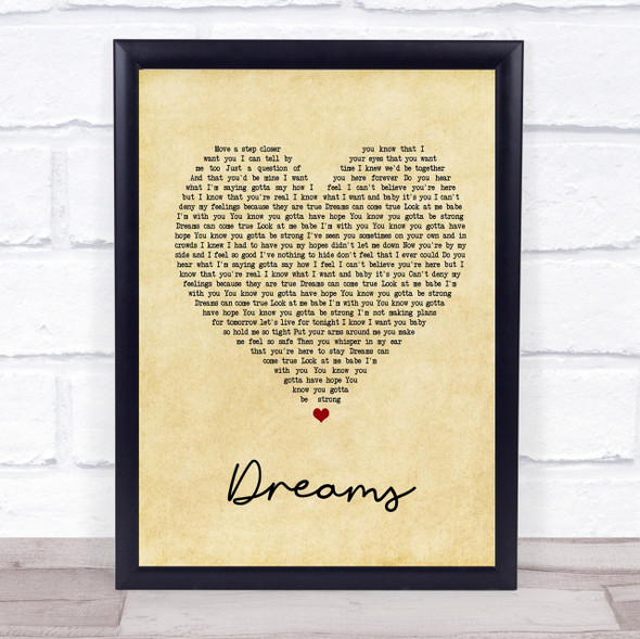 Gabrielle Dreams Vintage Heart Song Lyric Quote Print
