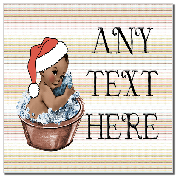 Vintage Xmas Brown Skin Boy in Bath Christmas Coaster