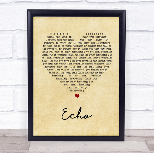 Incubus Echo Vintage Heart Song Lyric Quote Print