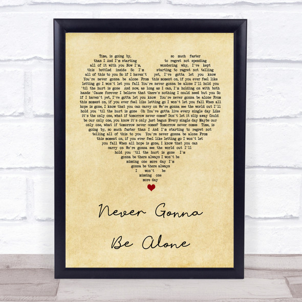 Nickelback Never Gonna Be Alone Vintage Heart Song Lyric Quote Print